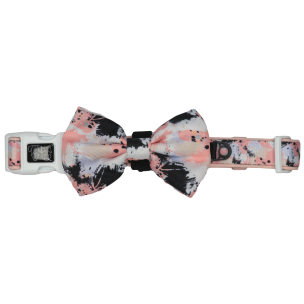 Big & Little Dogs Peach Splatter Terrazzo Dog Collar and Detachable Bow Tie