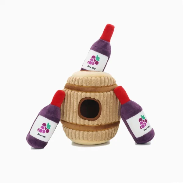HugsSmart Autumn Tailz Wine Barrel Hide & Seek Interactive Dog Toy