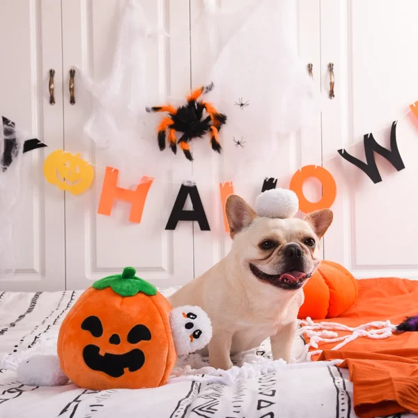 HugSmart Ghost Pumpkin Hide & Seek Interactive Halloween Dog Toy