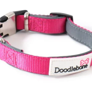 Doodlebone Bold Pink Padded Dog Collar