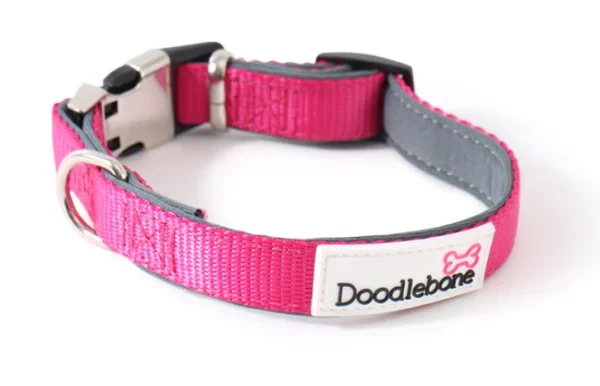 Doodlebone Bold Pink Padded Dog Collar