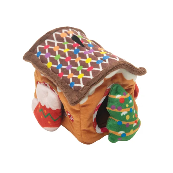 SnugArooz Hide and Seek Gingerbread House Interactive Plush Christmas Dog Toy
