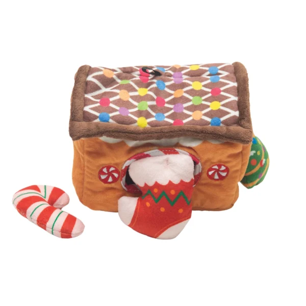 SnugArooz Hide and Seek Gingerbread House Interactive Plush Christmas Dog Toy