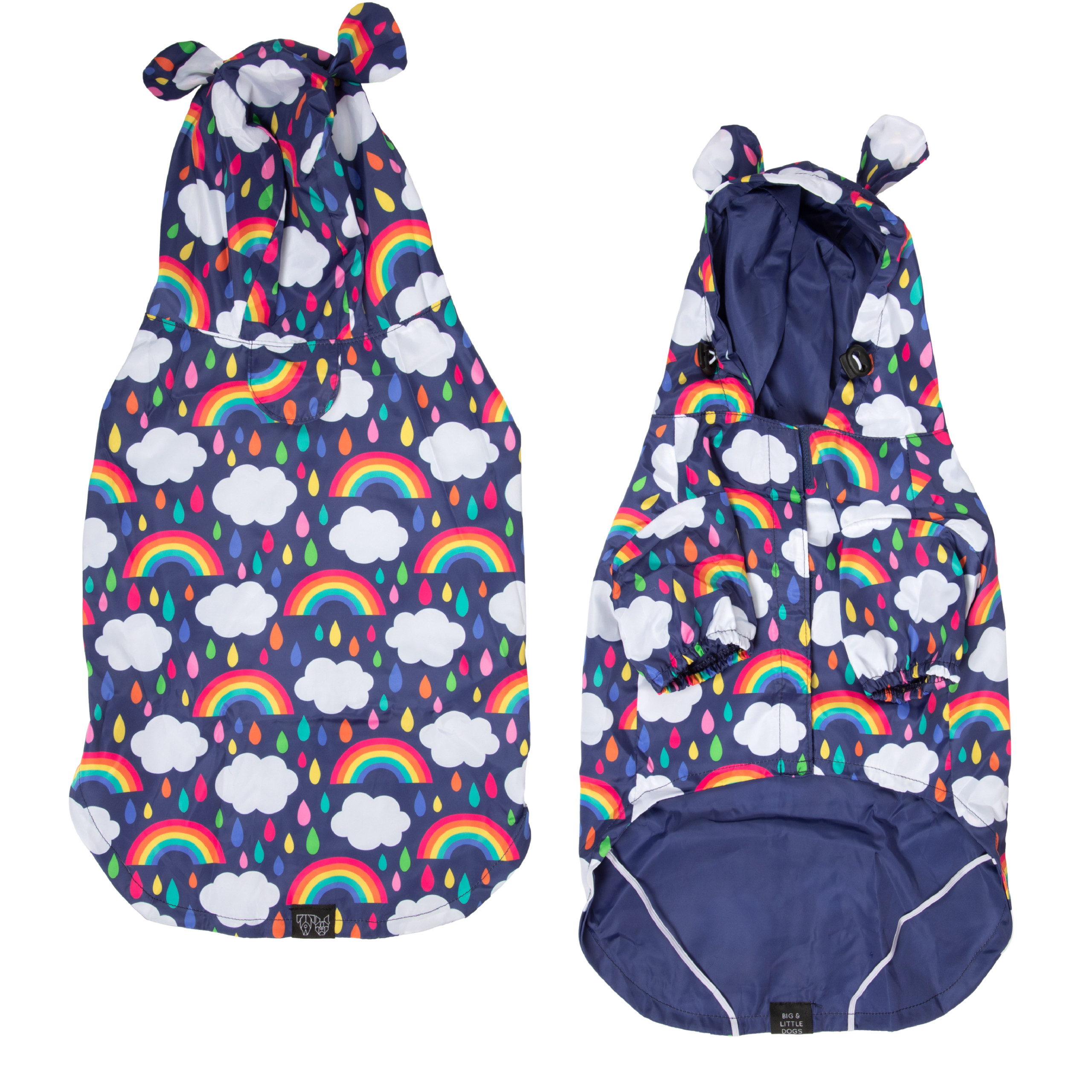 Big & Little Dogs 'Don't Rain on my Parade' Rainbow Print Waterproof Dog Raincoat