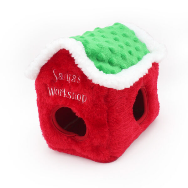 ZippyPaws Holiday Burrow Santa's Workshop Interactive Christmas Dog Toy