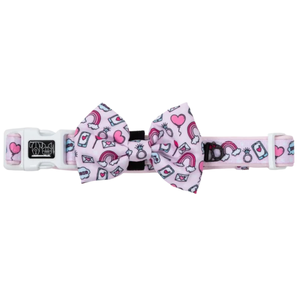 Big & Little Dogs Be Mine Valentines Print Adjustable Dog Collar