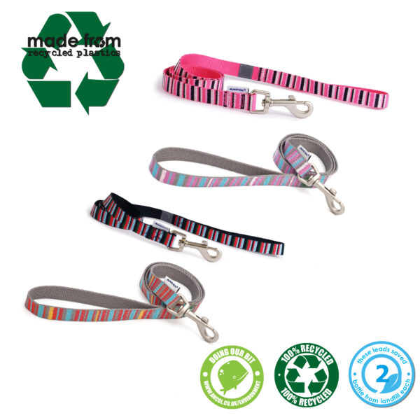 Ancol 'Made From' Hot Pink Candy Stripe Dog Lead