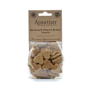 Apawtiser Banana & Peanut Butter Hearts Vegan Dog Treats 100g