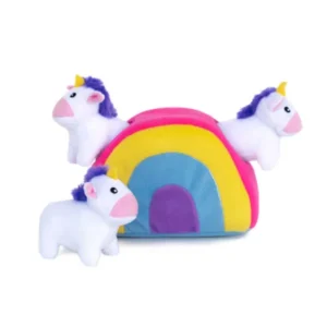 ZippyPaws Zippy Burrow Unicorns in Rainbow Interactive Dog Toy