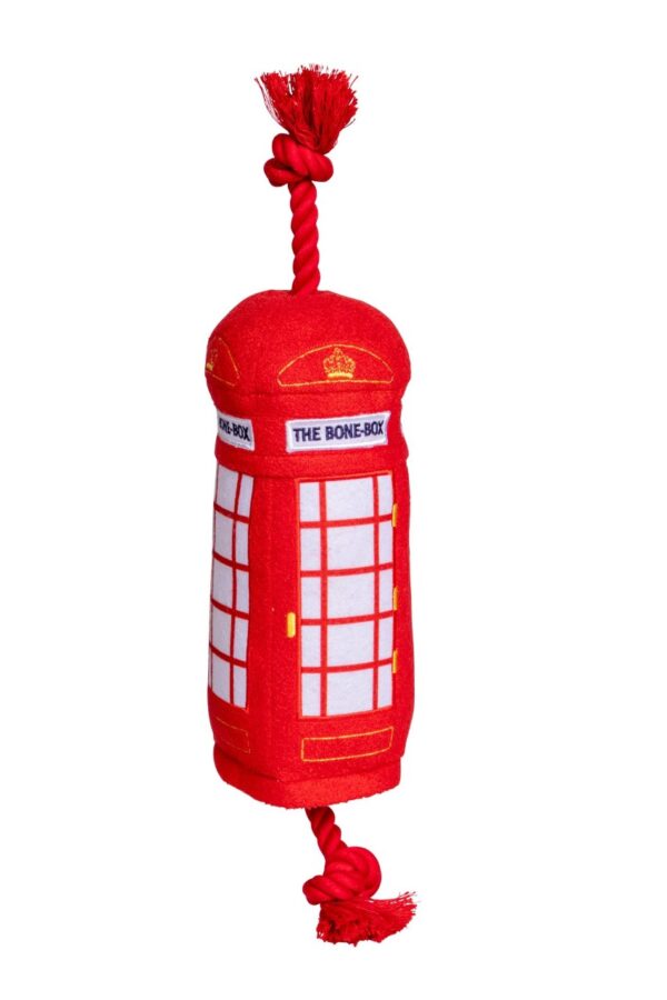 House of Paws Bone Box Plush Red London Telephone Box Dog Toy