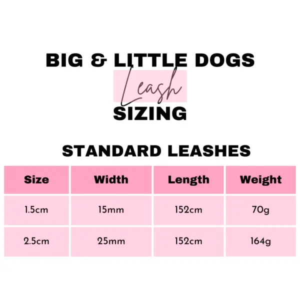 Big & Little Dogs Dog Lead Size Guide at The Lancashire Dog Company