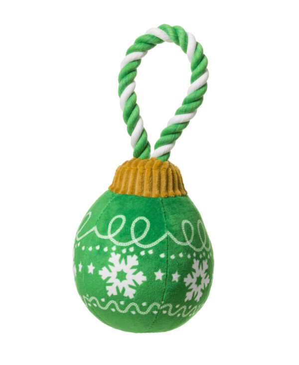 House of Paws Green Christmas Bauble Rope Dog Toy at The Lancashire Dog Company