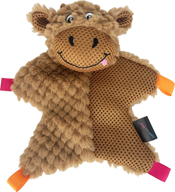 Hem and Boo Smiling Cow Crinkle Dog Toy at The Lancashire Dog Company