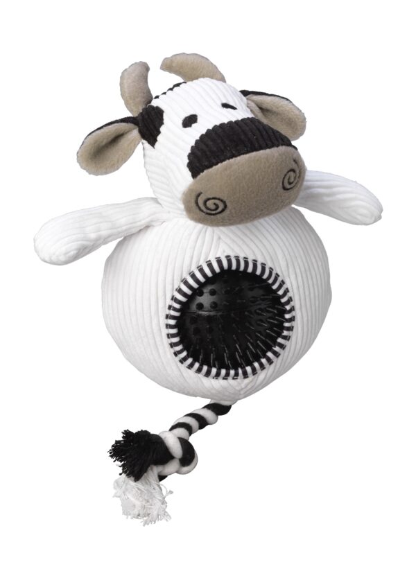 House of Paws Cord Cow Dog Toy with Spiky Ball at The Lancashire Dog Company