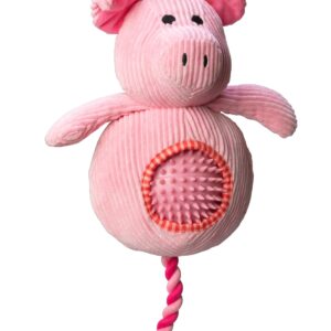 House of Paws Cord Pig Dog Toy with Spiky Ball at The Lancashire Dog Company