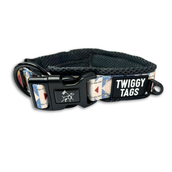 Twiggy Tags Wanderlust Adventure Dog Collar at The Lancashire Dog Company