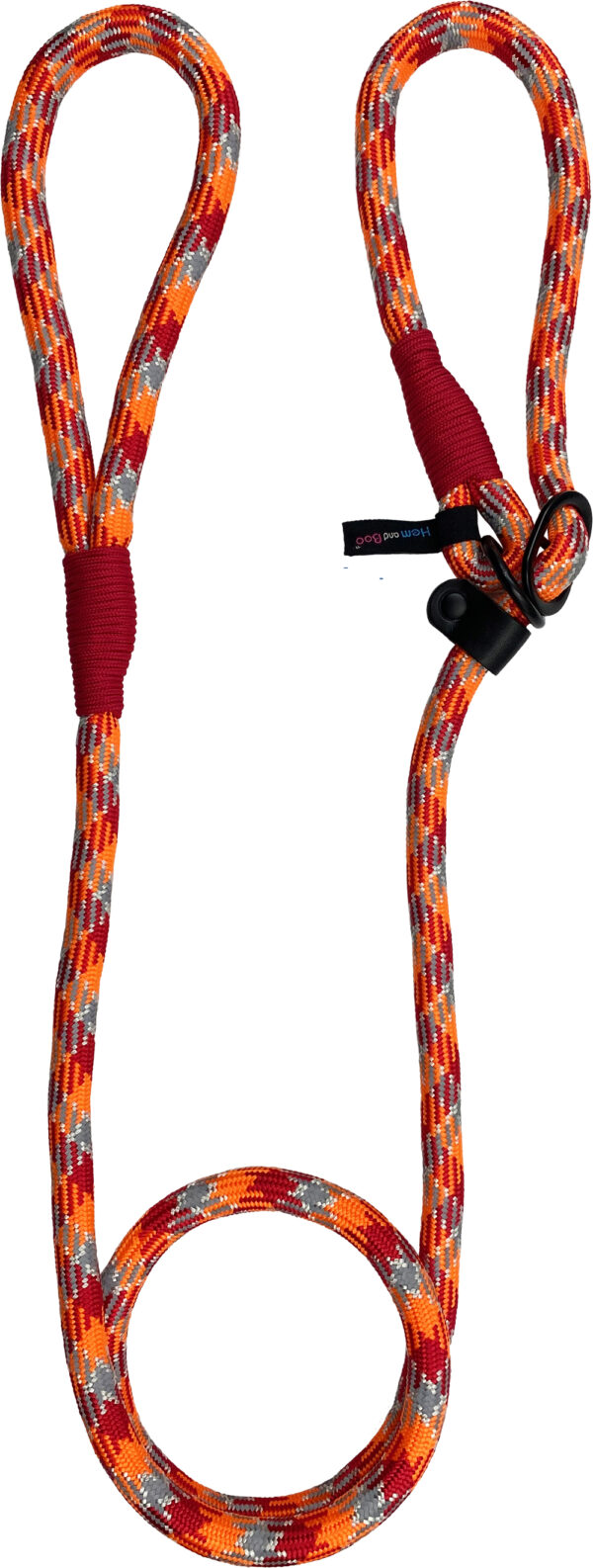 Hem and Boo Orange/Red 150cm Rope Slip Lead at The Lancashire Dog Company