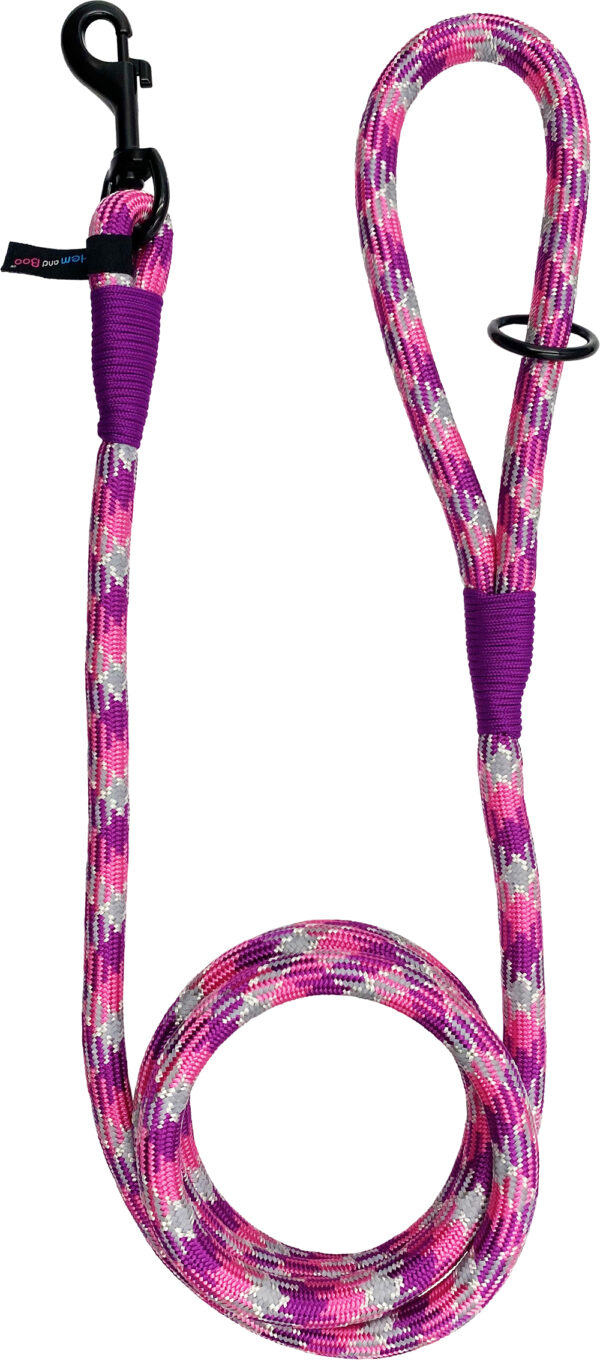 Hem and Boo Purple/Pink 180cm Rope Trigger Lead at The Lancashire Dog Company