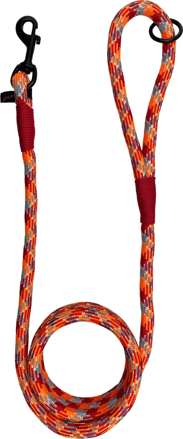 Hem and Boo Red/Orange 180cm Rope Trigger Lead at The Lancashire Dog Company