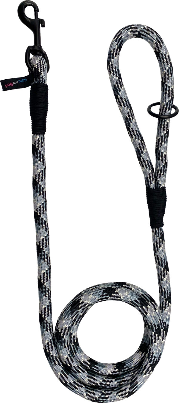 Hem and Boo Black/Grey 180cm Rope Trigger Lead at The Lancashire Dog Company