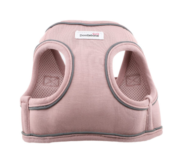 Doodlebone Dinky Dog Snappy Step-In Harness in Chalky Pink – soft vest-style harness for small dogs and puppies, available at The Lancashire Dog Company.
