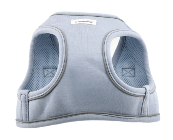 Doodlebone Dinky Dog Snappy Step-In Harness in Chalky Blue – soft vest-style harness for small dogs and puppies, available at The Lancashire Dog Company.