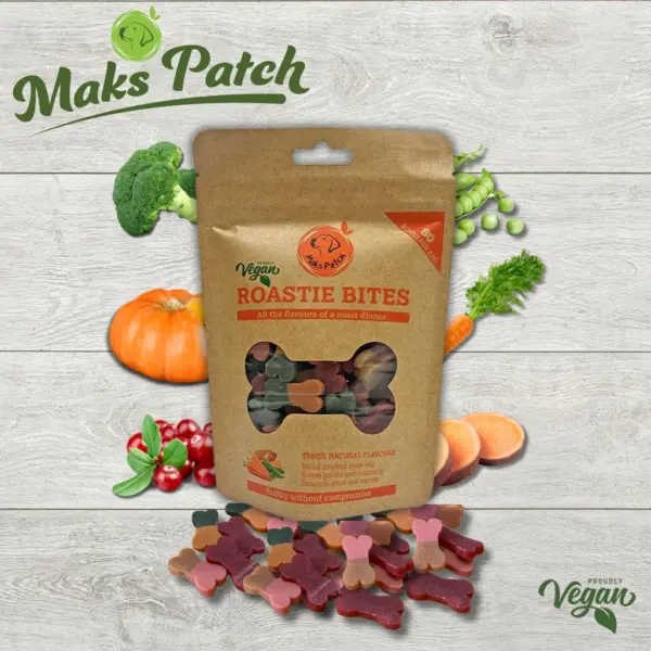 Maks Patch Roastie Bites Training Dog Treats – 100g Plant-Based Pack