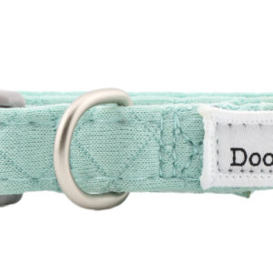 Mint quilt dog collar with brushed nickel hardware
