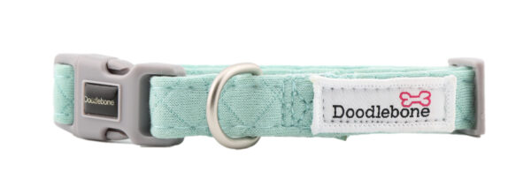 Mint quilt dog collar with brushed nickel hardware