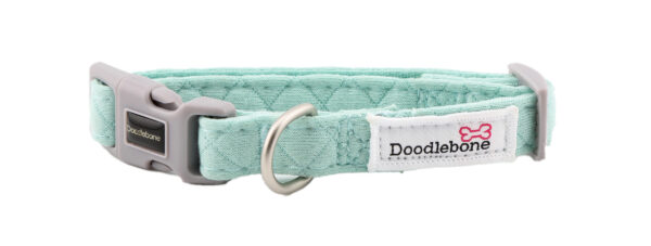 Mint quilt dog collar with brushed nickel hardware