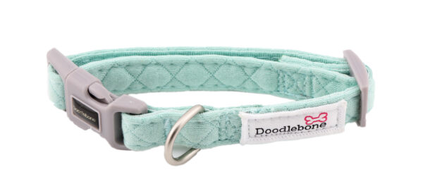 Mint quilt dog collar with brushed nickel hardware
