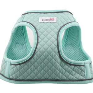 Mint green quilted step-in dog harness by Doodlebone shown from the front