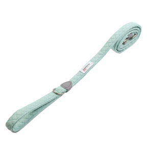 Mint Quilt dog lead with padded handle and brushed nickel clasp for small dogs