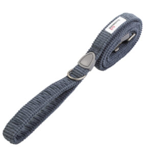 Blue cord dog lead with padded handle and brushed nickel clasp for small dogs