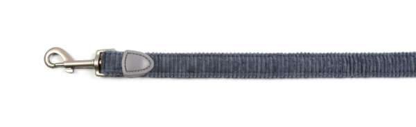 Blue cord dog lead with padded handle and brushed nickel clasp for small dogs