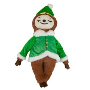 Ancol Stevie Sloth Christmas dog toy wearing festive green jumper and hat