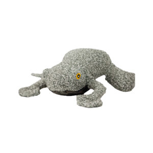 Ancol Toby Toad dog toy from the Heritage range, soft plush with tartan tummy, squeaker, and recycled stuffing, approx. 21cm