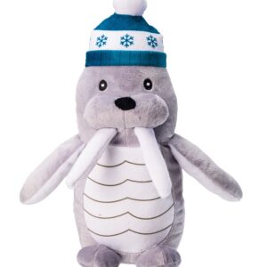 House of Paws Winter Walrus Dog Toy with festive design and built-in squeaker