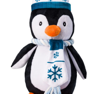 House of Paws Winter Penguin Dog Toy with festive design and built-in squeaker