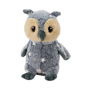 Ancol Cuddle Glow In The Dark Owl Dog Toy with plush fabrics, squeaker, and glow‑in‑the‑dark moon and star details
