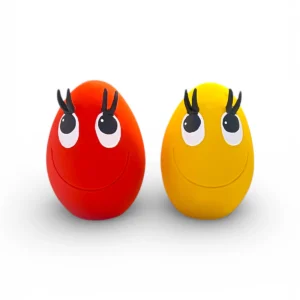 Dog toy two pack of yellow and red OVO Large Eggs made from natural rubber