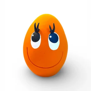 Orange OVO XL Egg Dog Toy made from natural rubber with playful bounce