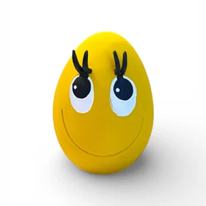 Yellow OVO XL Egg Dog Toy made from natural rubber with playful bounce.