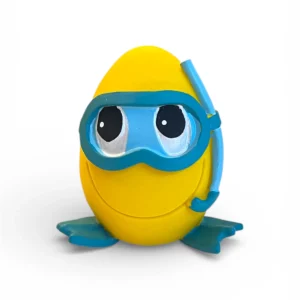 Dog toy OVO Pal Scuba Diver Steve in medium egg shape made from natural rubber