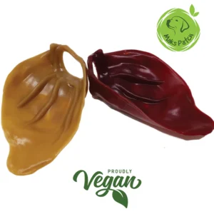 Mak’s Patch Vegetarian Pig Ears in smoked and peanut butter flavours, natural dog chews available at The Lancashire Dog Company.