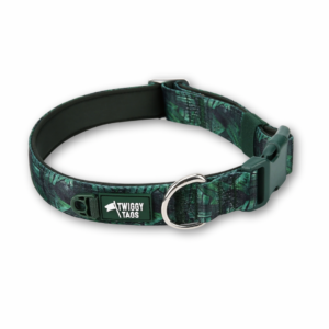 Twiggy Tags Canopy Green Comfort Dog Collar available at The Lancashire Dog Company