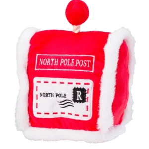 House of Paws North Pole Post Box Dog Toy festive red plush squeaky Christmas dog toy