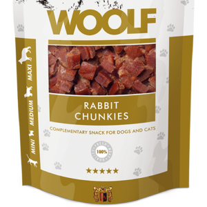 Woolf Rabbit Chunkies dog treats in resealable pack at The Lancashire Dog Company